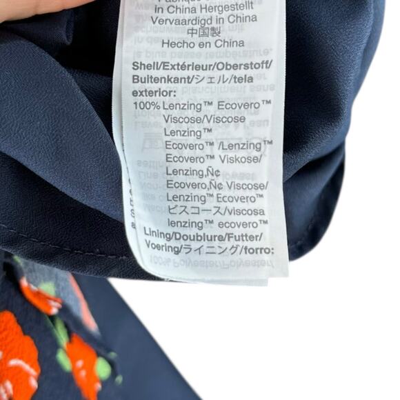 J.CREW Navy Blue Poppy Fields Flowy Tiered Midi Dress Women's Size 8 Midi Flower - Picture 6 of 10